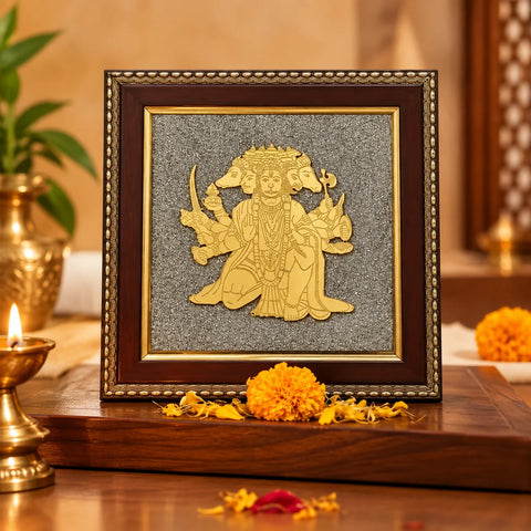 5 Mukhi Hanuman Yantra Pyrite Frame