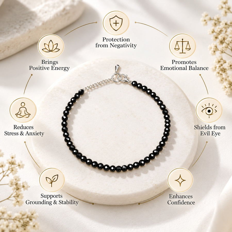 Black Tourmaline Anklet – Protection, Positivity & Grounding