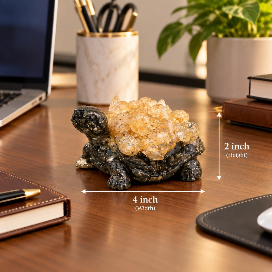 Dhan Labh Tortoise – Citrine on Pyrite