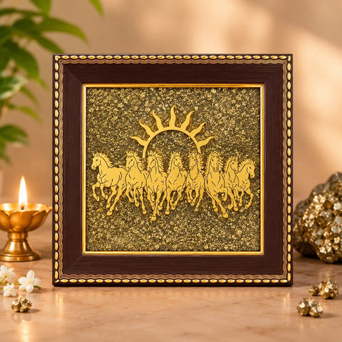 7 Golden Horse  on Raw Pyrite Frame