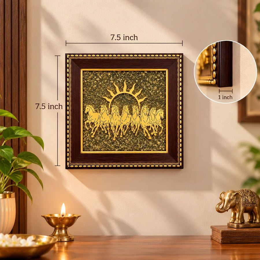 7 Golden Horse  on Raw Pyrite Frame