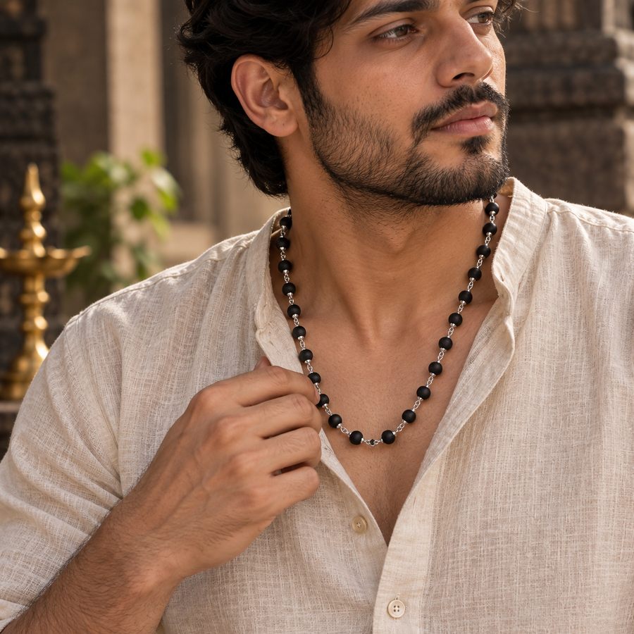 Silver Plated Eternal Karungali Mala