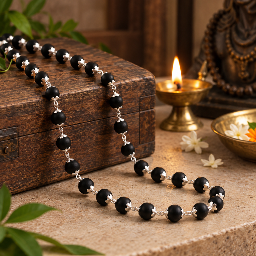 Silver Plated Eternal Karungali Mala