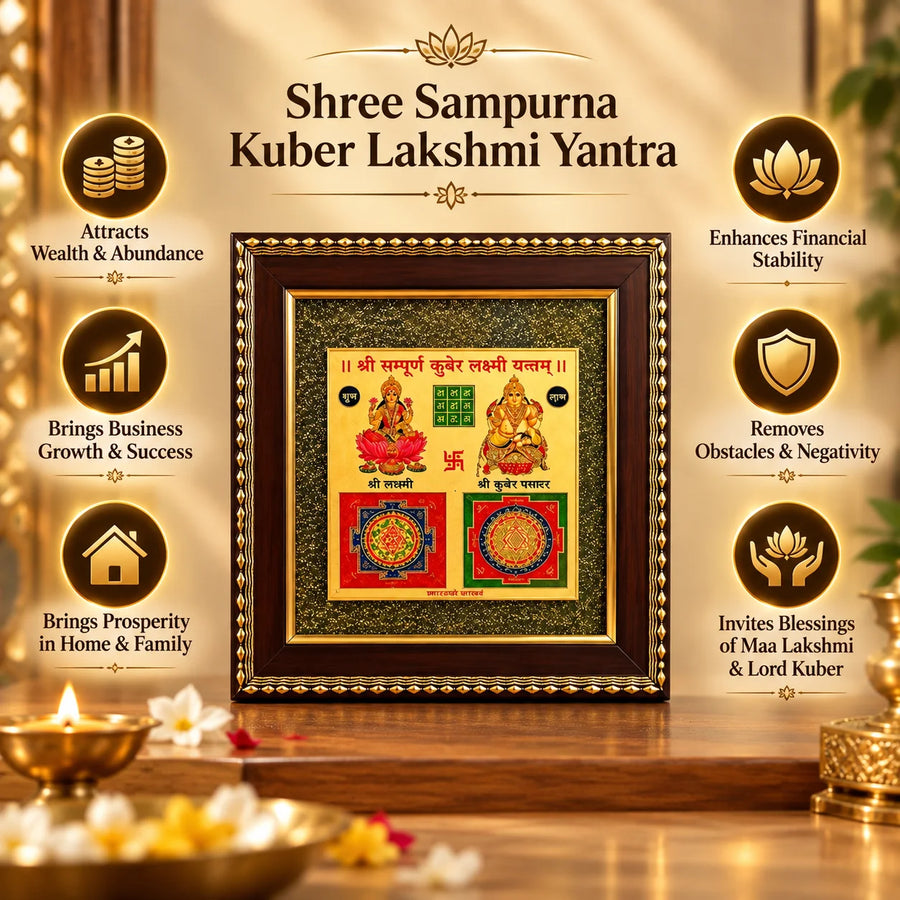 Shree Sampurna Kuber Lakshmi Yantra Pyrite Frame