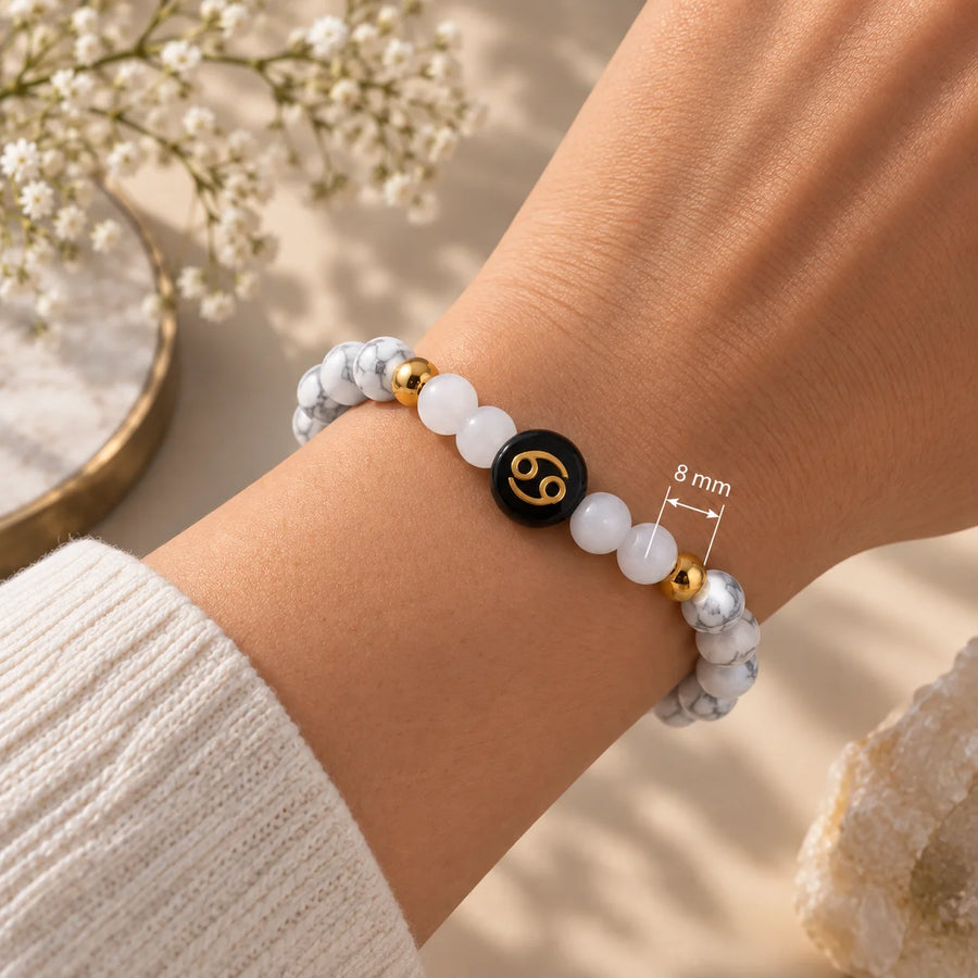 Cancer (कर्क राशि) Crystal Bracelet – Moonstone & Rose Quartz