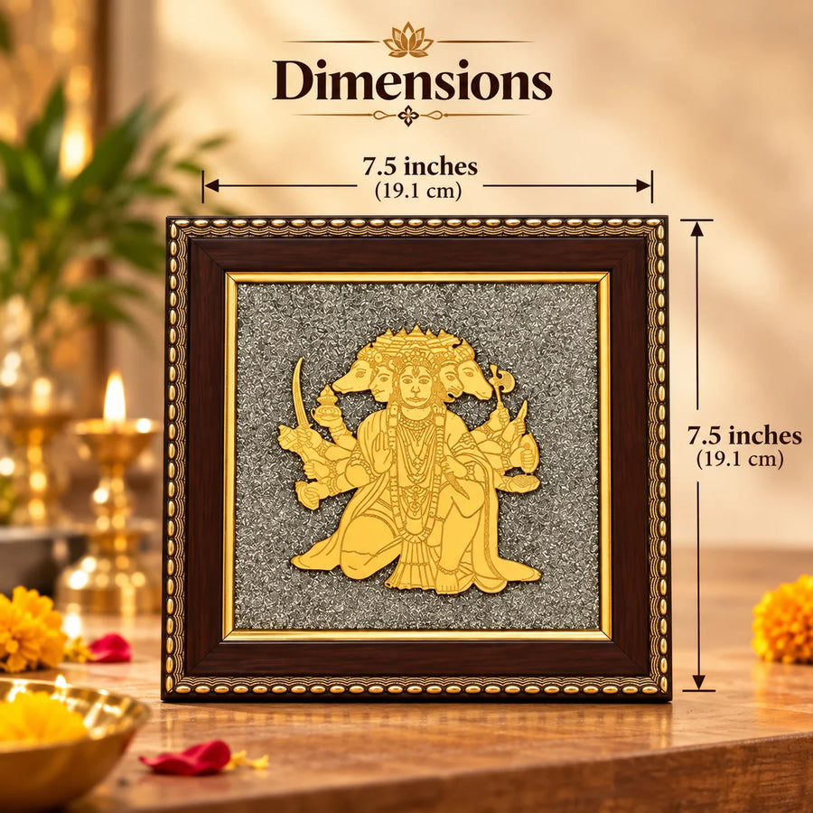 5 Mukhi Hanuman Yantra Pyrite Frame