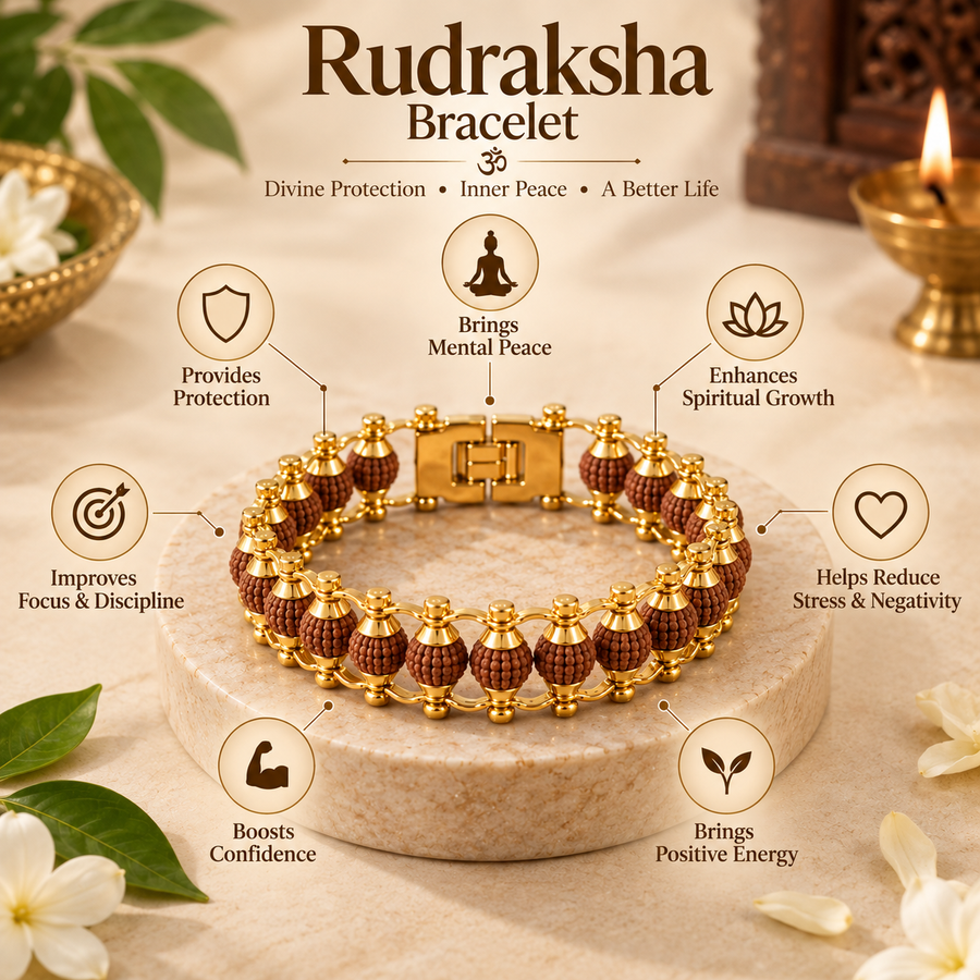 Gold Plated Rudraksha Bracelet