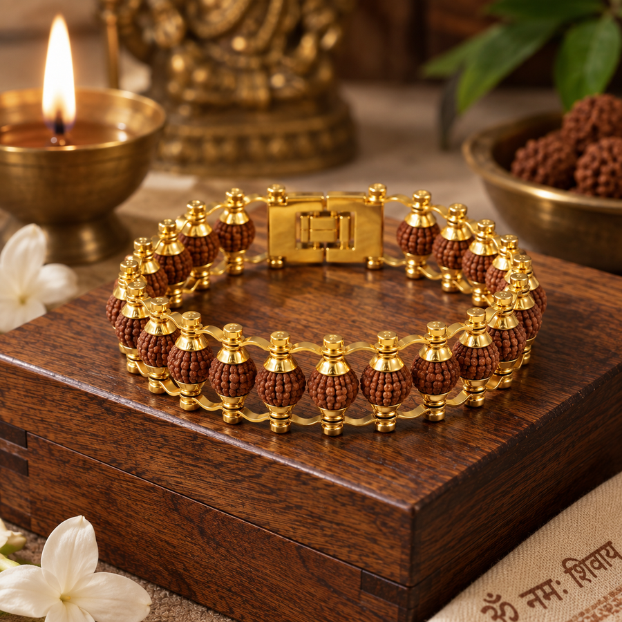 Gold Plated Rudraksha Bracelet